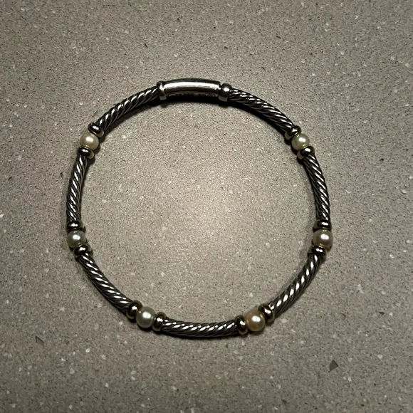 David Yurman .925 Silver and Pearl Metro Station Bracelet - Picture 10 of 10